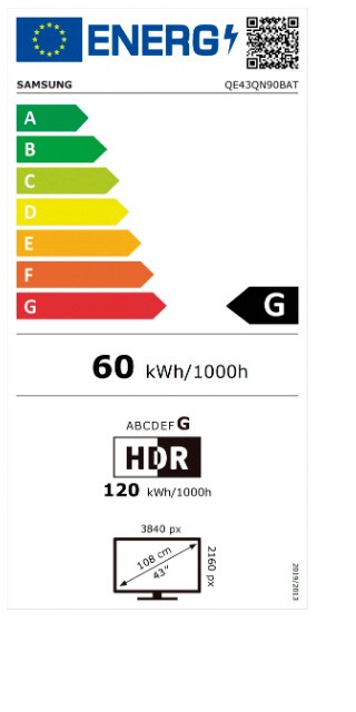 Etiqueta de Eficiencia Energética - QE43QN90B