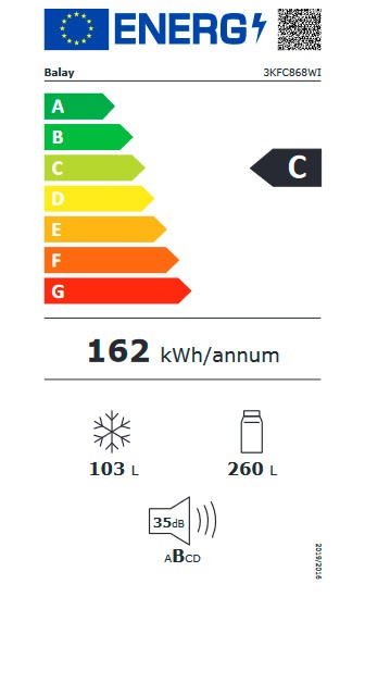 Etiqueta de Eficiencia Energética - 3KFC868WI