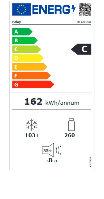 Etiqueta de Eficiencia Energética - 3KFC868XI