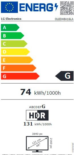 Etiqueta de Eficiencia Energética - OLED48A16LA