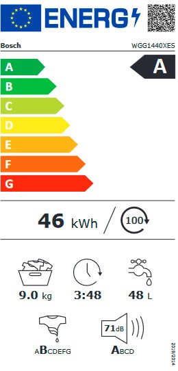 Etiqueta de Eficiencia Energética - WGG1440XES