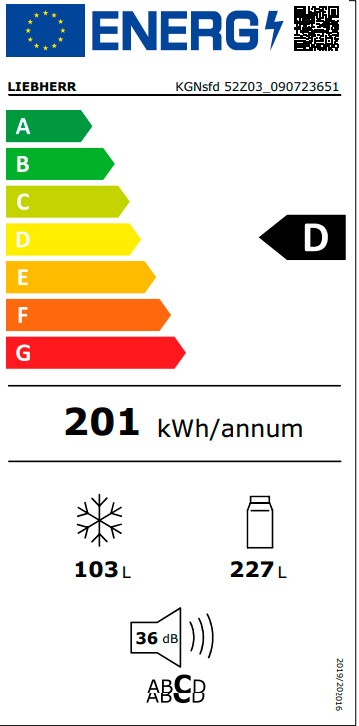 Etiqueta de Eficiencia Energética - KGNsfd 52Z03