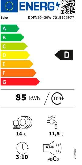 Etiqueta de Eficiencia Energética - BDFN26430W