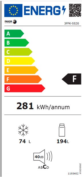 Etiqueta de Eficiencia Energética - 3FFK-5520