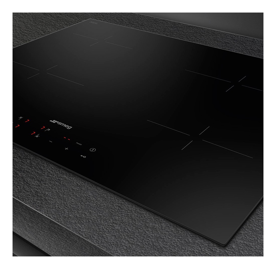 Placa Vitrocerámica - Smeg SE264TD1, 4 Zonas de Cocción, 60 cm, Negro
