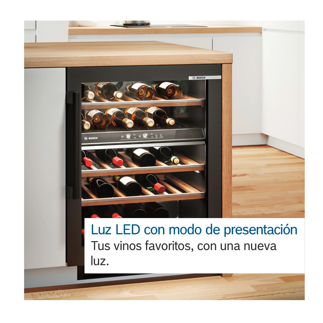 Vinoteca Integrable - Bosch KUW21AHG0, 0,82 x 0,60 metros, 44 Botellas,  Negro