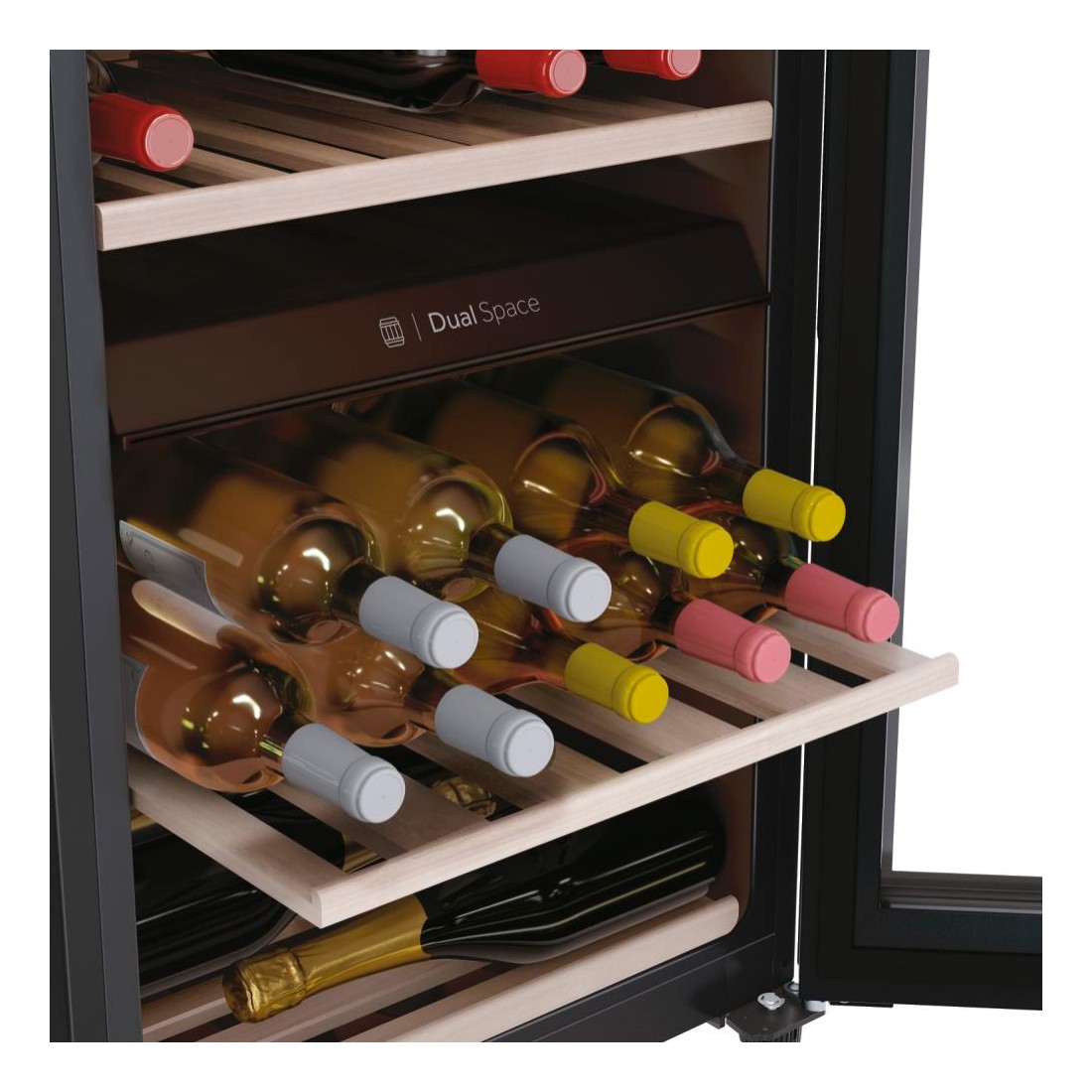 Vinoteca libre instalación - WS1-24-GTE-030G EXQUISIT, 24 botellas, 66 l,  Inox-Negro