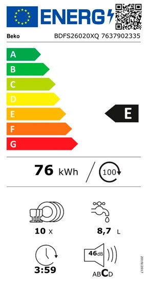 Etiqueta de Eficiencia Energética - BDFS26020XQ