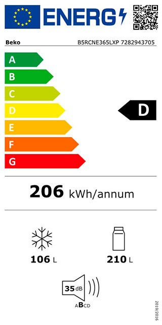 Etiqueta de Eficiencia Energética - B5RCNE365LXP
