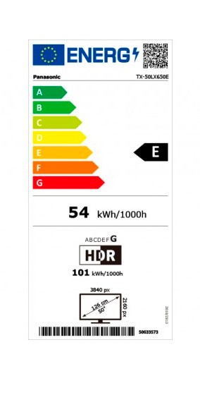 Etiqueta de Eficiencia Energética - TX-50LX650E