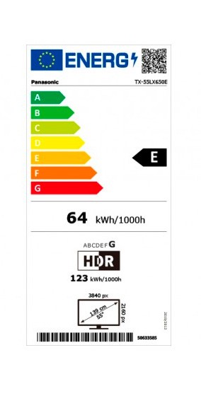 Etiqueta de Eficiencia Energética - TX-55LX650E
