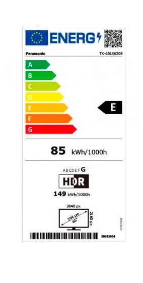 Etiqueta de Eficiencia Energética - TX-65LX650E