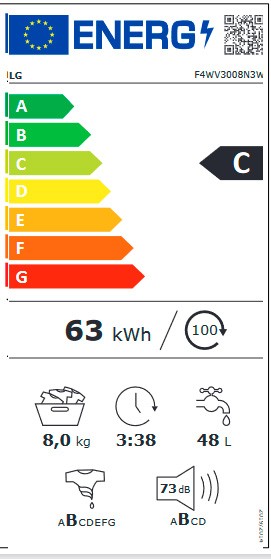 Etiqueta de Eficiencia Energética - F4WV3008N3W