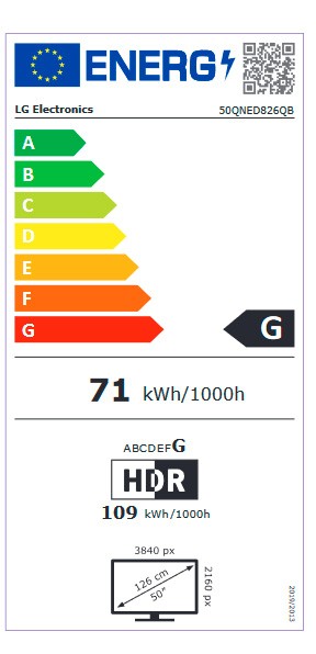 Etiqueta de Eficiencia Energética - 50QNED826QB