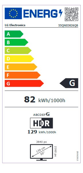 Etiqueta de Eficiencia Energética - 55QNED826QB