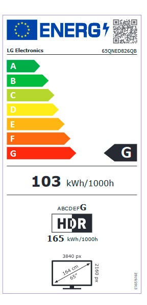Etiqueta de Eficiencia Energética - 65QNED826QB