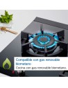 Placa Gas - Bosch PNC6B6B90, Tres Fuegos, 60 cm, Natural, Vidrio Negro, Wok