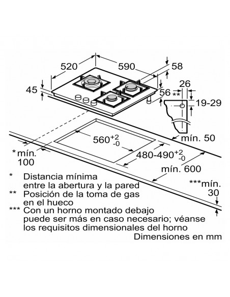Placa Gas - Bosch PNC6B6B90, 3...