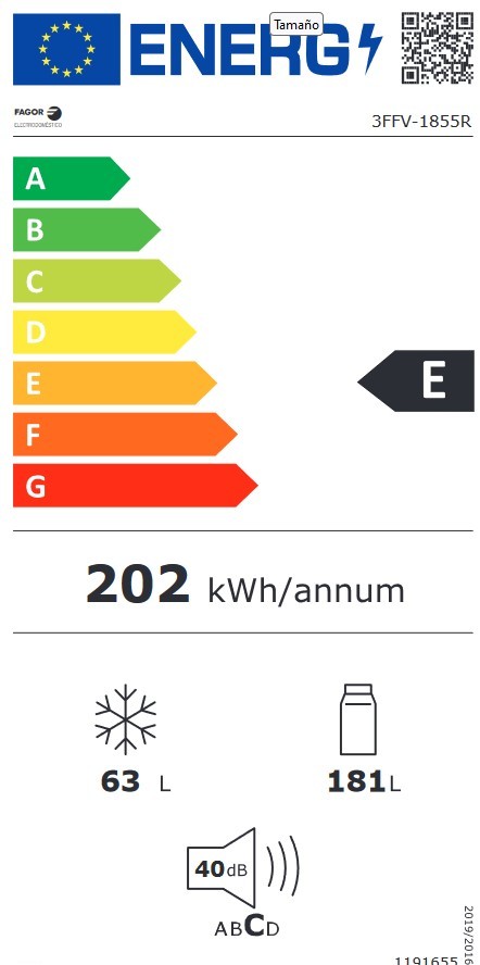 Etiqueta de Eficiencia Energética - 3FFV-1855R