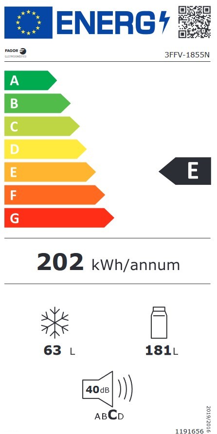 Etiqueta de Eficiencia Energética - 3FFV-1855N