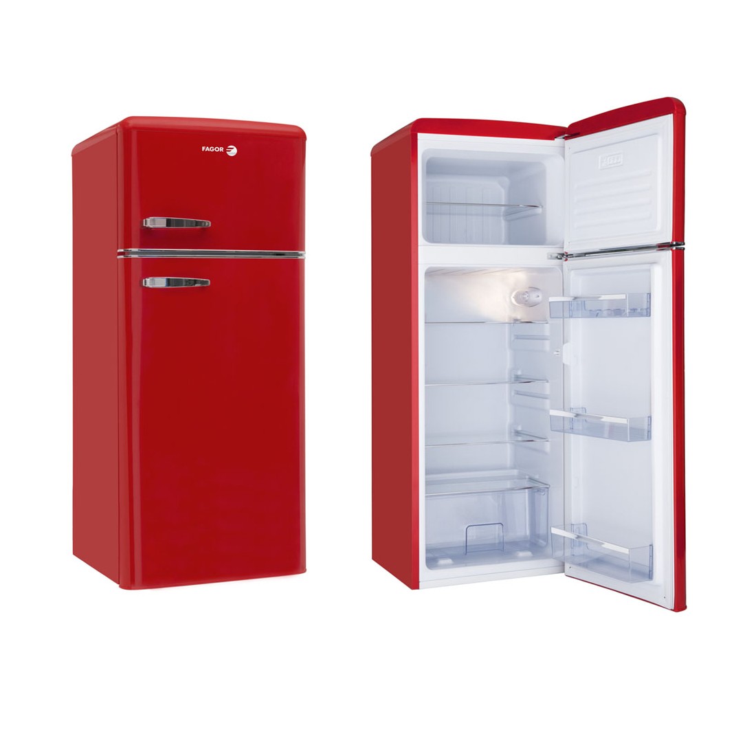 Frigorífico Dos Puertas Fagor 3FFV-1455R, Cíclico, 1.44 metros, Rojo