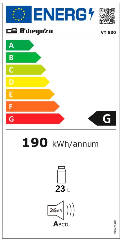 Etiqueta de Eficiencia Energética - VT830