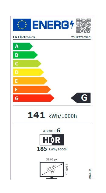 Etiqueta de Eficiencia Energética - 75UP77109LC