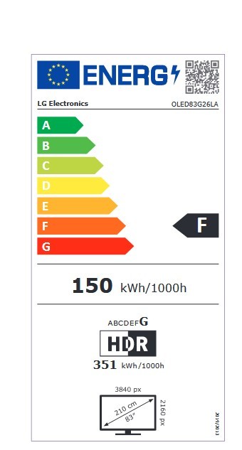 Etiqueta de Eficiencia Energética - OLED83G26LA