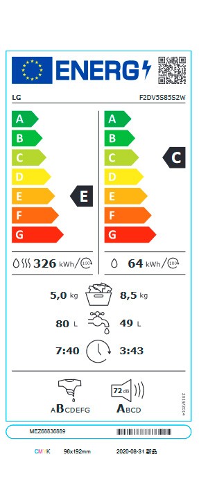 Etiqueta de Eficiencia Energética - F2DV5S85S2W