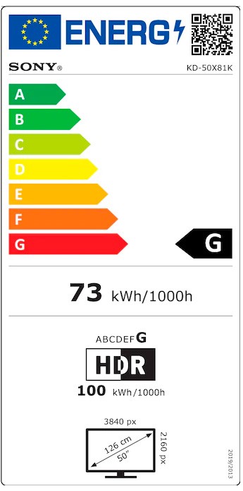 Etiqueta de Eficiencia Energética - KD50X81KAEP
