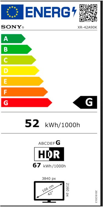 Etiqueta de Eficiencia Energética - XR42A90KAEP