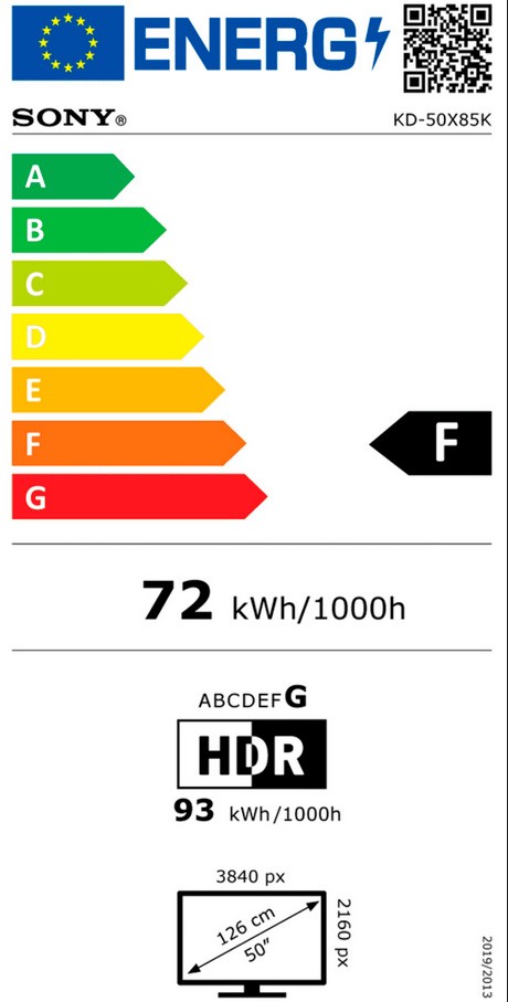 Etiqueta de Eficiencia Energética - KD50X85KAEP