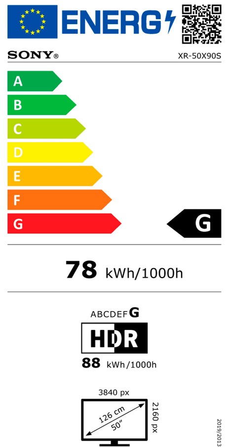 Etiqueta de Eficiencia Energética - XR50X90SAEP