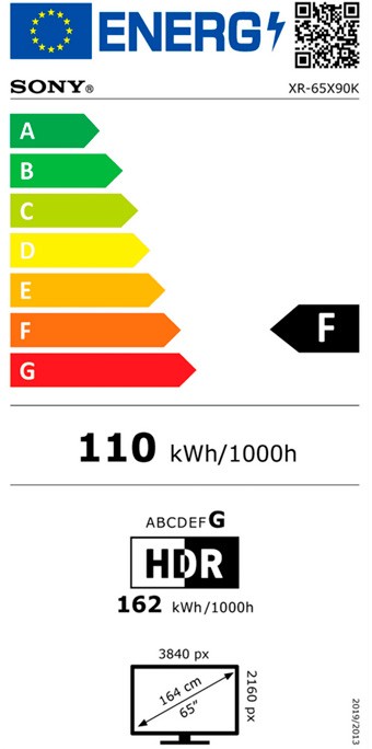 Etiqueta de Eficiencia Energética - XR65X90KAEP