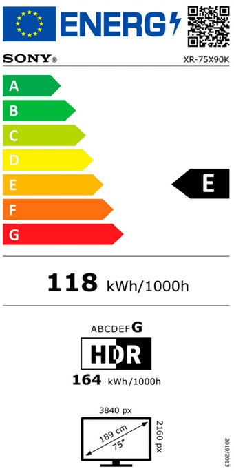 Etiqueta de Eficiencia Energética - XR75X90KAEP