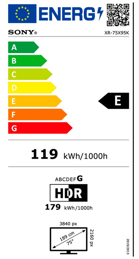 Etiqueta de Eficiencia Energética - XR75X95KAEP