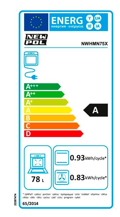 Etiqueta de Eficiencia Energética - NWHMN75X