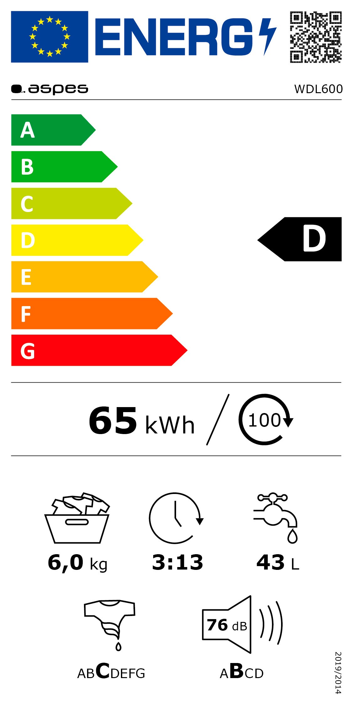 Etiqueta de Eficiencia Energética - WDL600