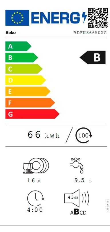 Etiqueta de Eficiencia Energética - BDFN36650XC