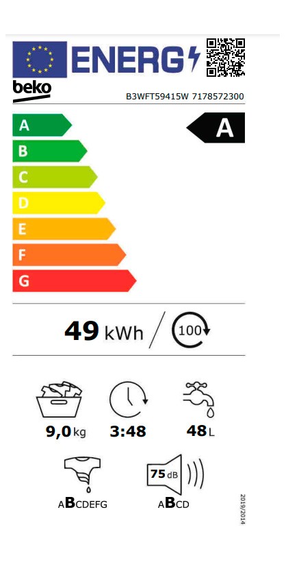Etiqueta de Eficiencia Energética - B3WFT59415W
