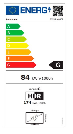 Etiqueta de Eficiencia Energética - TX55LX800E