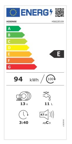 Etiqueta de Eficiencia Energética - HS622E10X