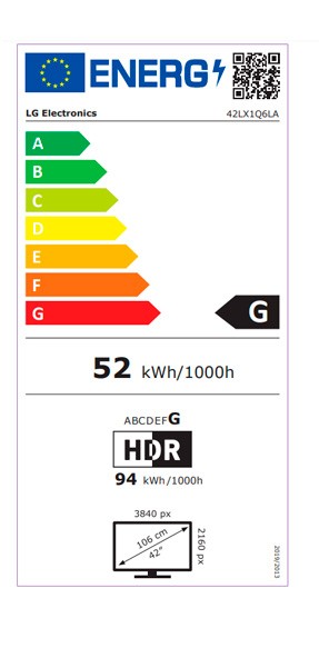 Etiqueta de Eficiencia Energética - 42LX1Q6LA