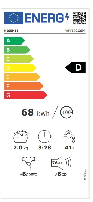 Etiqueta de Eficiencia Energética - WFVB7012EM
