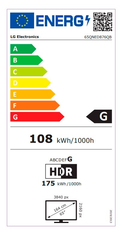Etiqueta de Eficiencia Energética - 65QNED876QB