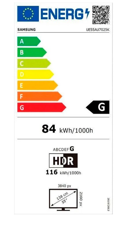 Etiqueta de Eficiencia Energética - UE55AU7025KXXC