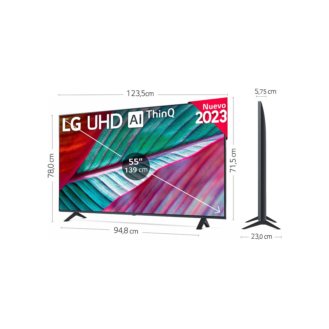 TV LED - LG 55UR78006LK, 55 pulgadas, UHD 4K, Procesador α5 4K Gen6, HDR10  / Dolby Digital Plus, Grafito