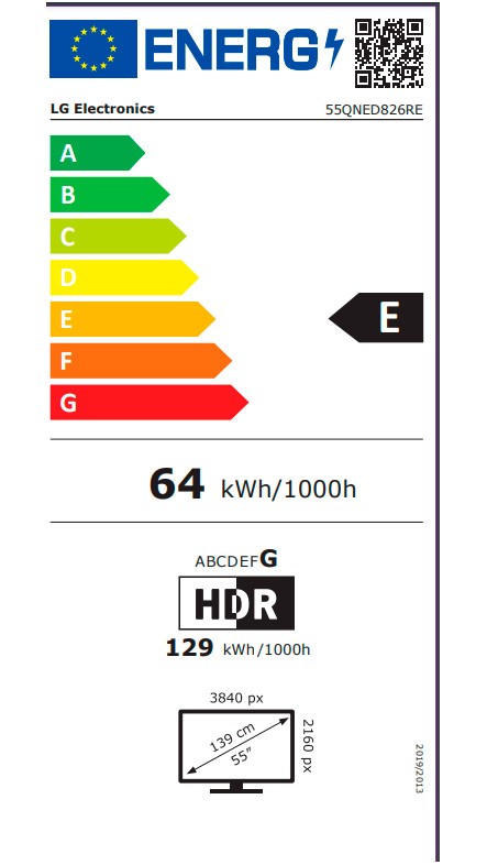 Etiqueta de Eficiencia Energética - 55QNED826RE