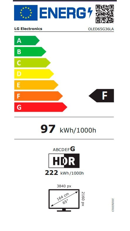 Etiqueta de Eficiencia Energética - OLED65G36LA