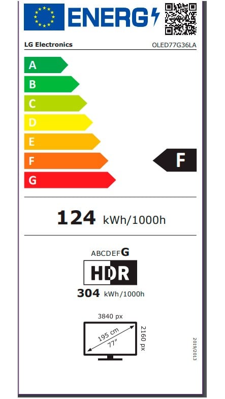 Etiqueta de Eficiencia Energética - OLED77G36LA